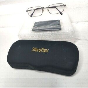 Steroflex 2292 Eyeglass Frames Mens 57-16-145 Silver Metal Rectangular w Case